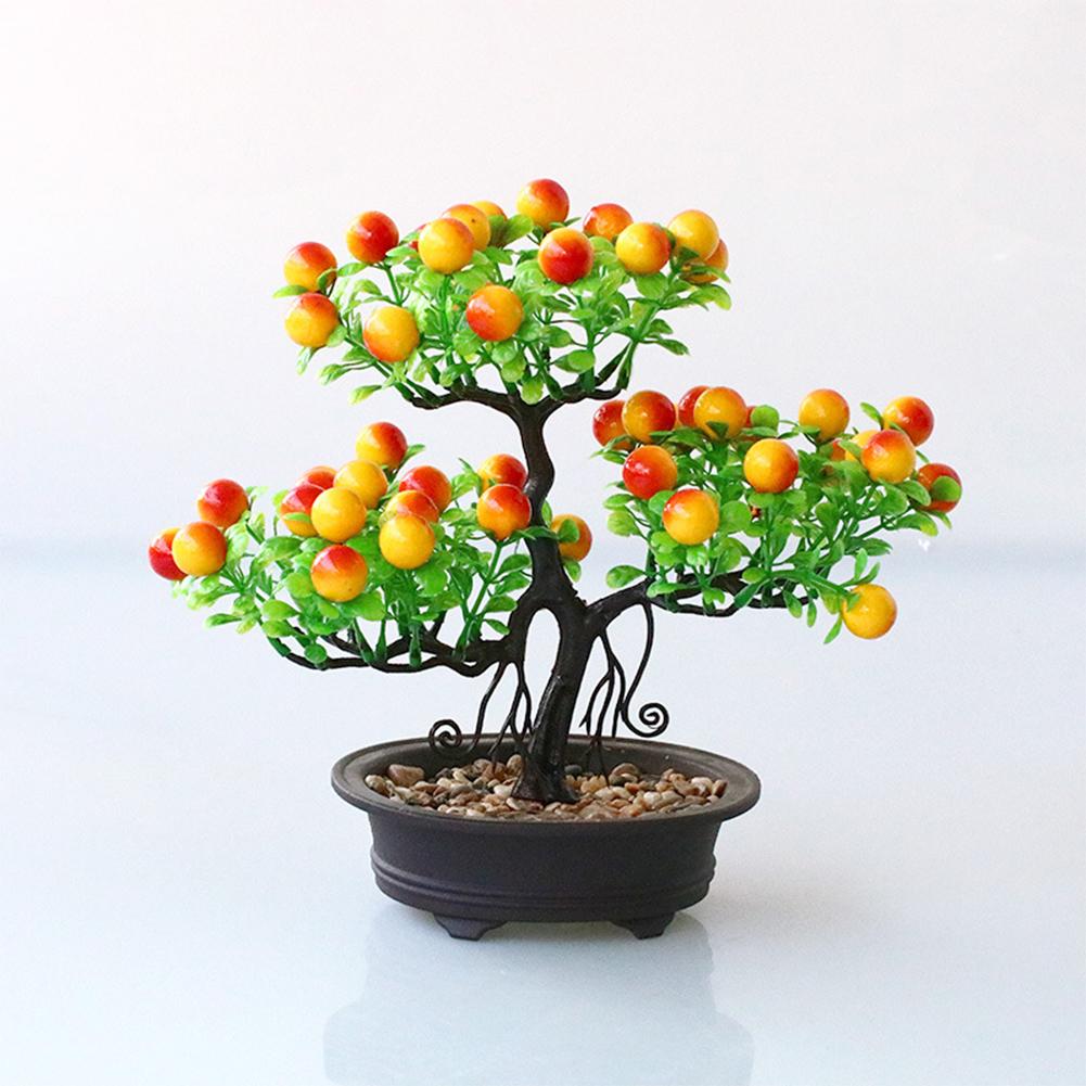 Colorful Simulation  Bonsai Ornament Lifelike Artifical Fortune Fruit Fake Flower Plant Potted Decoration For Home Office Desk