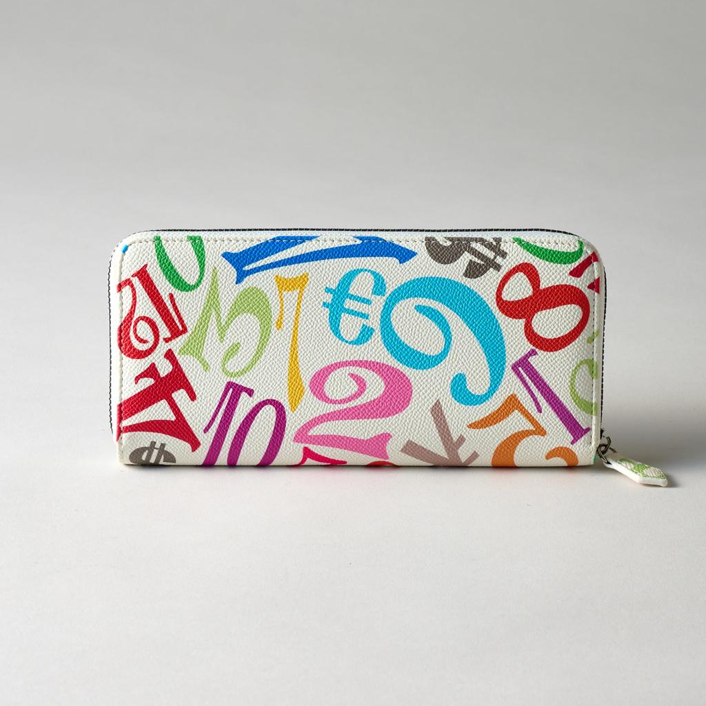 [Frank Miura] Round Zipper Long Wallet for Men and Women - Big Money (Rainbow White)