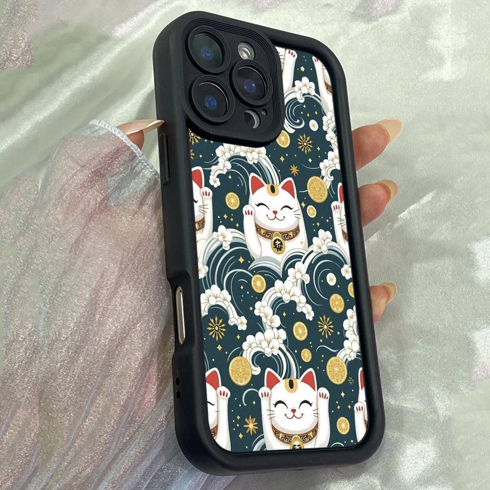 

JT327 Счастливые кошки для iPhone 17 16 15 14 Pro Max Samsung S26 S25 Ultra A17 A16 A07 A56 A06 Xiaomi 15T Redmi 15c Note 14 13 12 11 Мягкий чехол for iPhone 5/5s чёрный