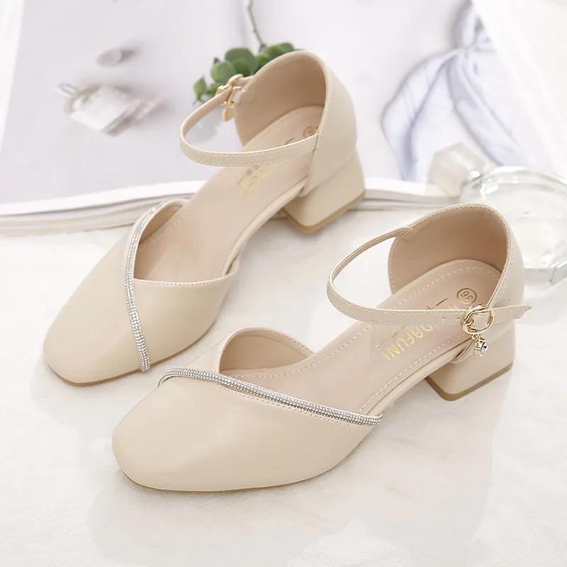 

Модная женская обувь милые туфли с круглым носком высокого качества весна и лето туфли на квадратном каблуке женская мода милые бежевые офисные туфли ea280 35