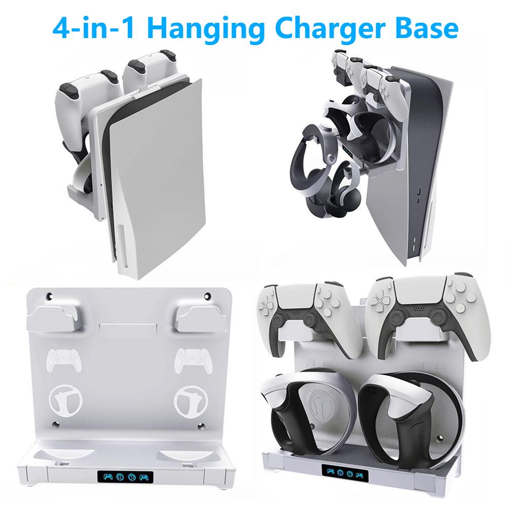 

Зарядная станция 4-в-1, док-станция, консоль, вертикальная подставка, геймпад, подвесное зарядное устройство, VR-гарнитура для хранения, игровая зарядная база для PS VR2