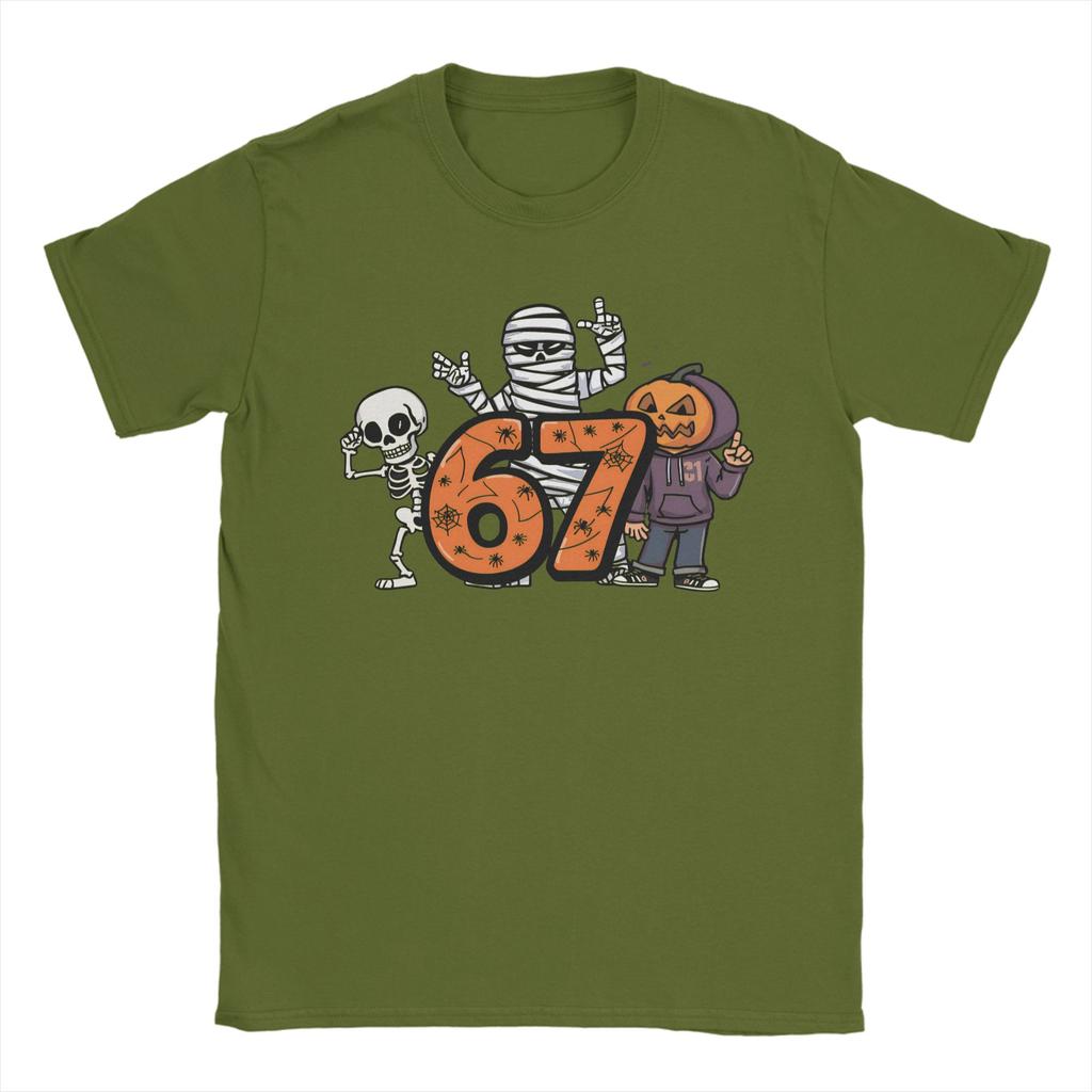 Humor Haunted by 6-7 T-Shirt for Men Round Neck 100% Cotton T Shirts Halloween 2025 Short Sleeve Tee Shirt Graphic Tops