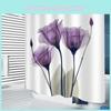 Elegant 3d Mart Waterproof Lotus Print Bathroom Polyester Shower Curtain With 12 Hooks Perfect For Stylish Bathrooms