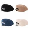 Embroidered Letter Baby Beret Hat Drawstring Newsboy Cap Adjustable Kids Peaked Cap  Girl