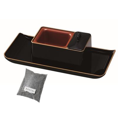 Irotan Compact Incense Burner Set (Incense Burner, Incense Burner Tray, Incense Ash), Modern Style, Black