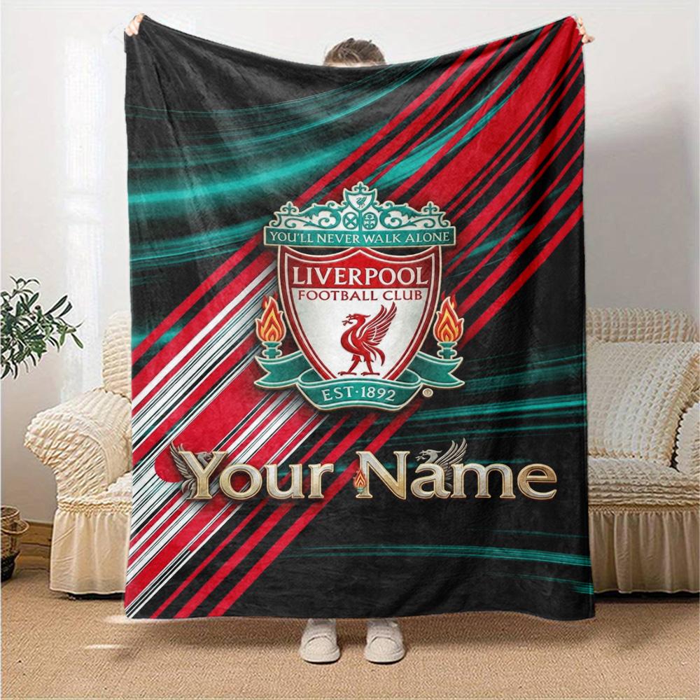 Name Custom Liverpool Football Club Print Flannel Blanket High Quality Warm Comfortable Cover for All Seasons Perfect for Gifts Home Decor