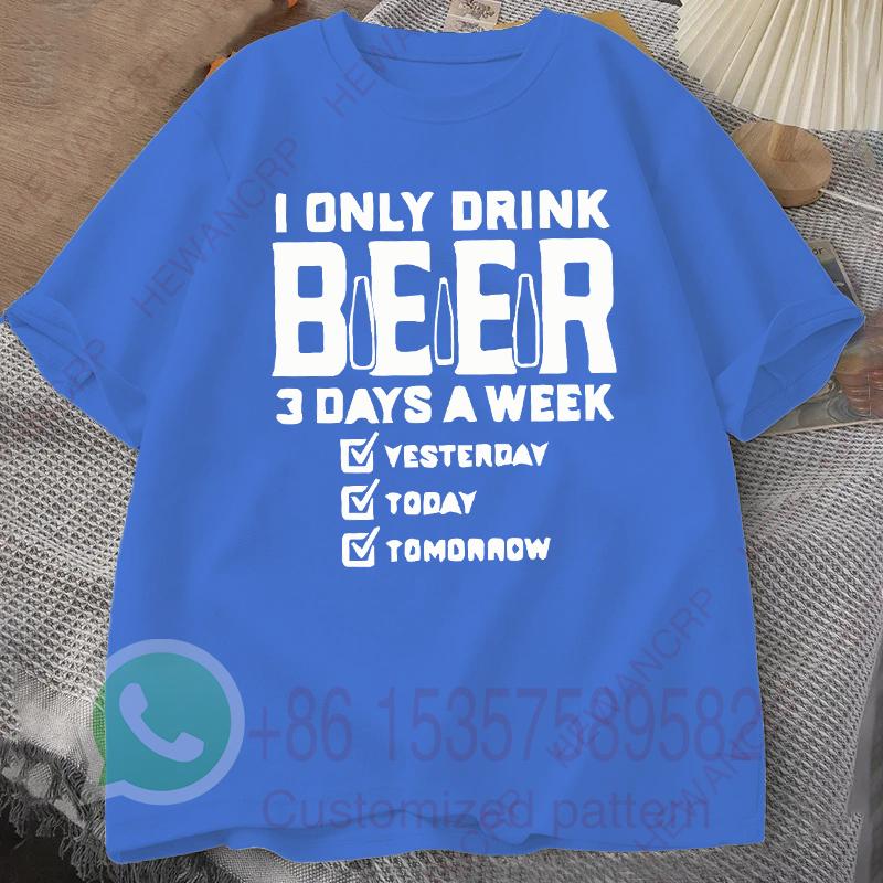 Ich trinke nur 3 Tage die Woche Bier Herren Trainingsanzug T-Shirt Baumwolle Lässig Sportbekleidung Rundhals Pullover Kurzarm Sommer Streetwear