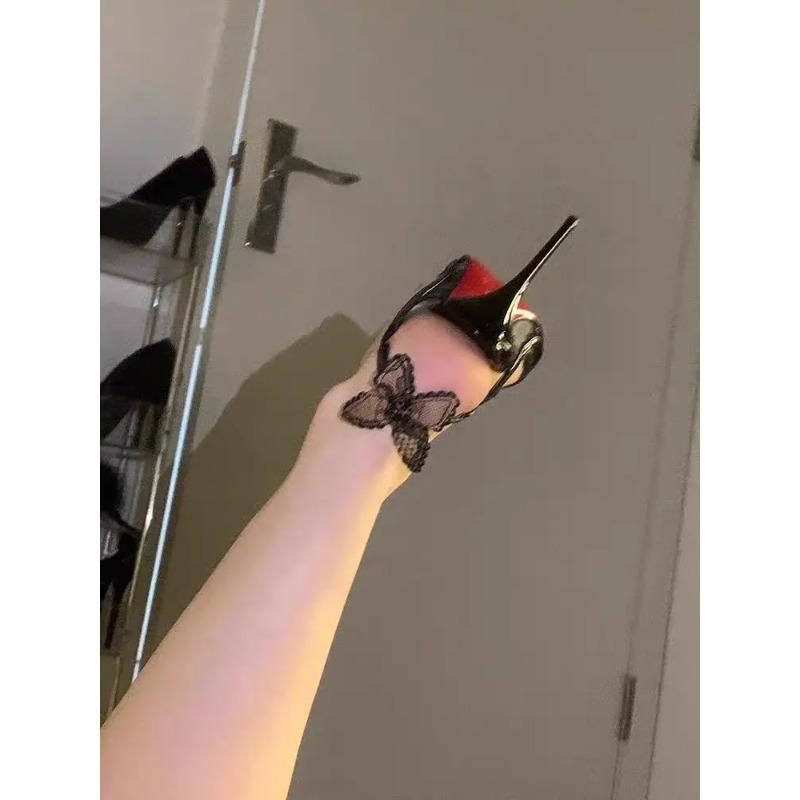 Sexy Lace Bowknot Thin High Heels Women Fish Mouth Elegant Designer Striptease Banquet Dress Shoes Fashion Brand Sandals Women