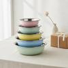 5 Pieces Bowl Set with Colander Multicolor Metal Wash Bowls Nested Stainless Bowls Nestable Design Colorful Kitchen Bowl Set