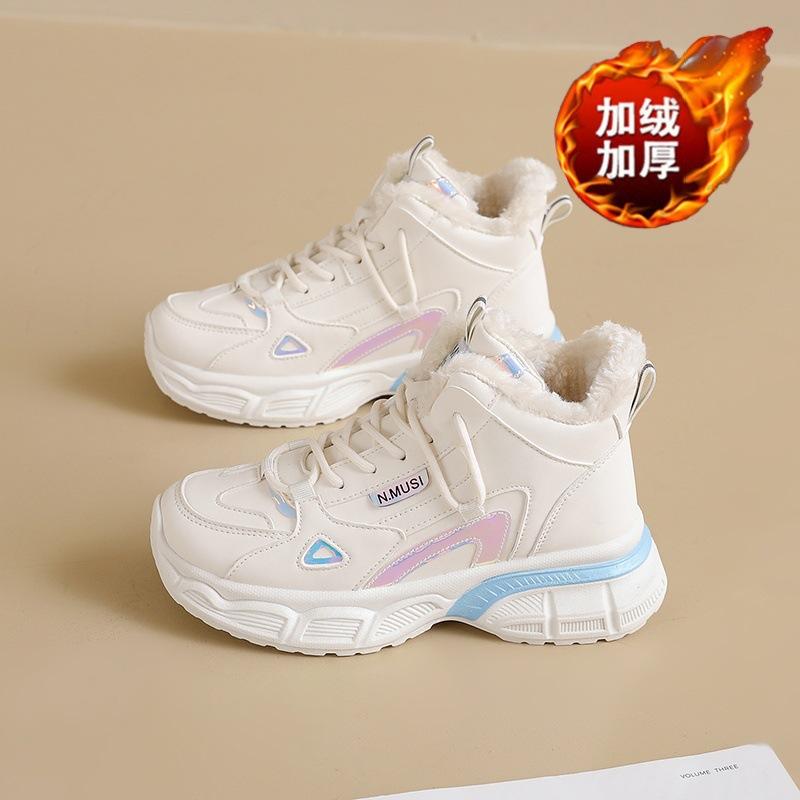 Winter velvet high-top dad shoes thick soles heightened thickened warm cotton shoes sports shoes