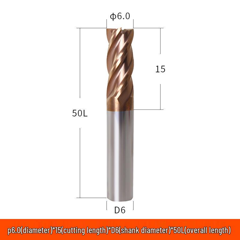 Taiwan 60° Tungsten Carbide 4-Flute Coated End Mill for Steel CNC Machining