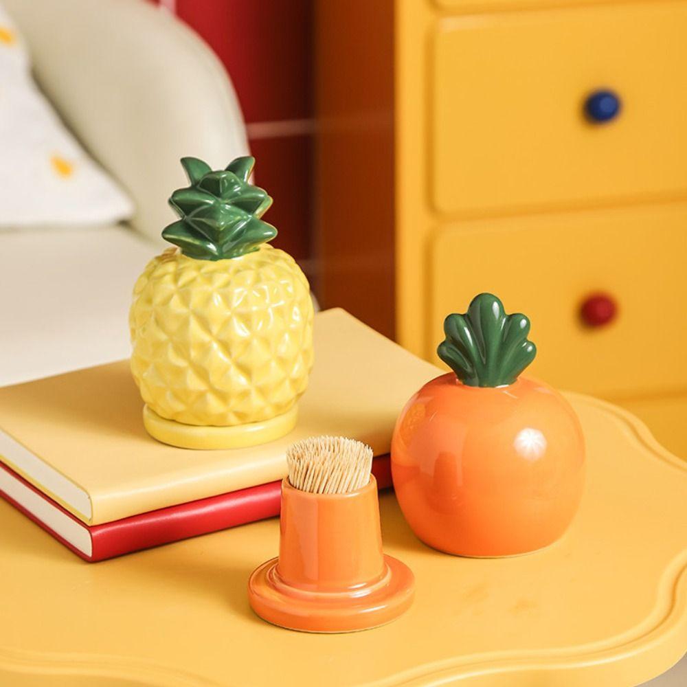 Dust-proof Fruit Theme Toothpick Box Pineapple Shape Dental Floss Storage Box  Living Room