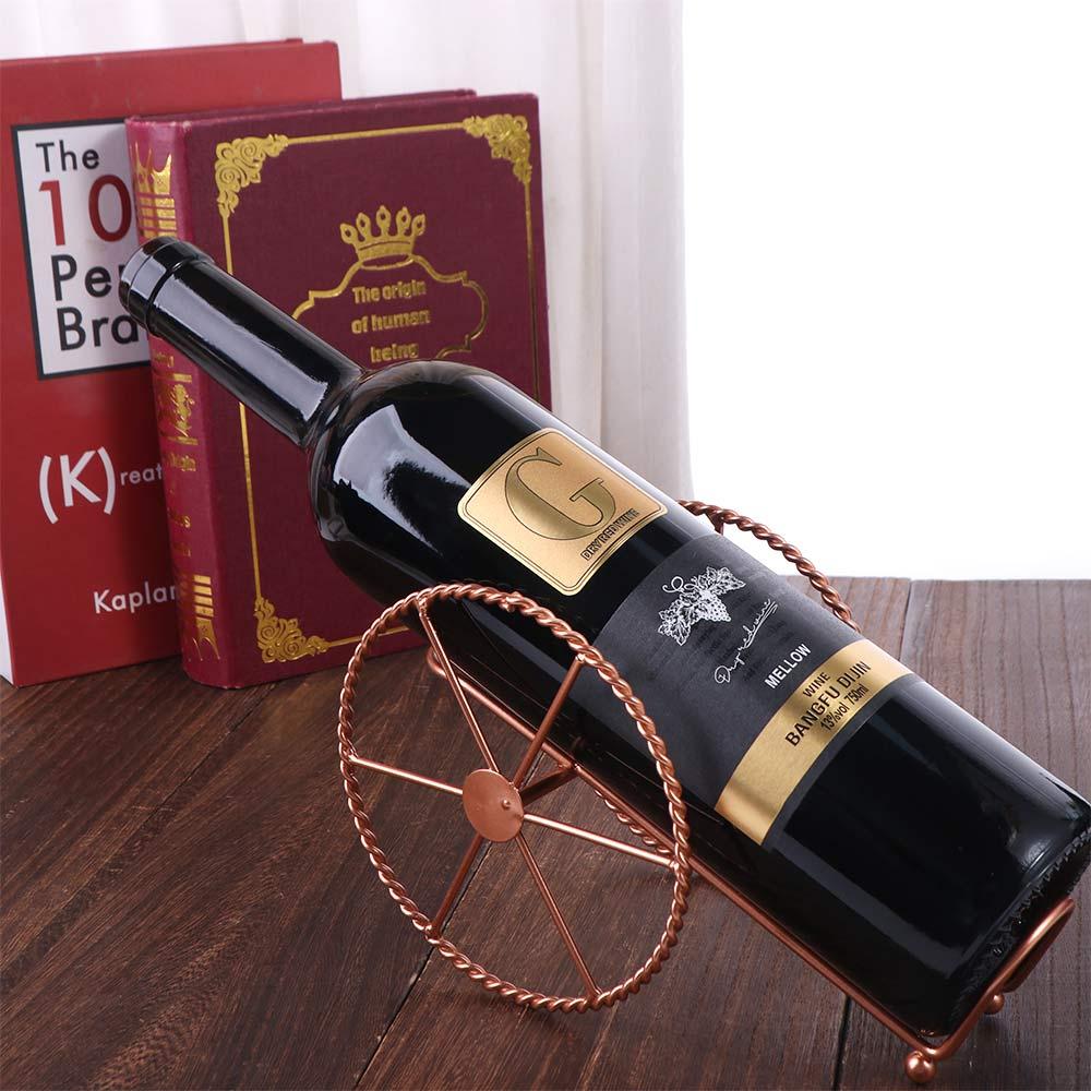 Iron Wheels Design Wine Holder Rose Gold Wine Bottles Stand Creative Red Wine Rack  Kitchen