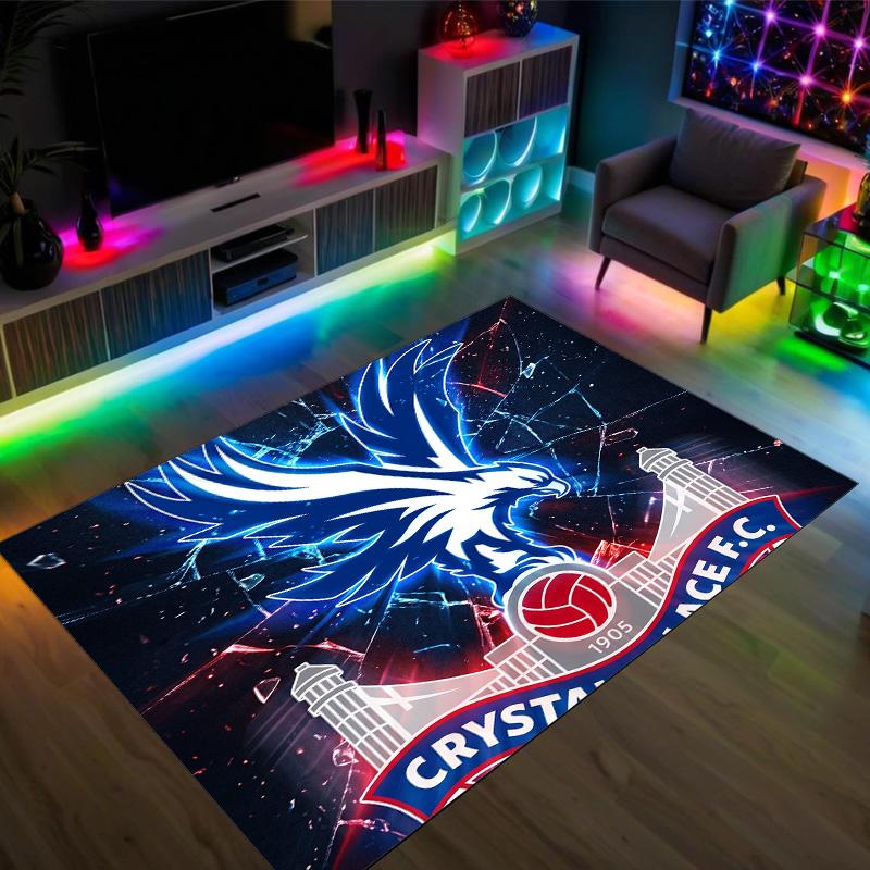 Crystal Palace Football Design Crystal Velvet Carpet Cozy Non?Slip Printed Rug For Bedroom Living Room Entrance