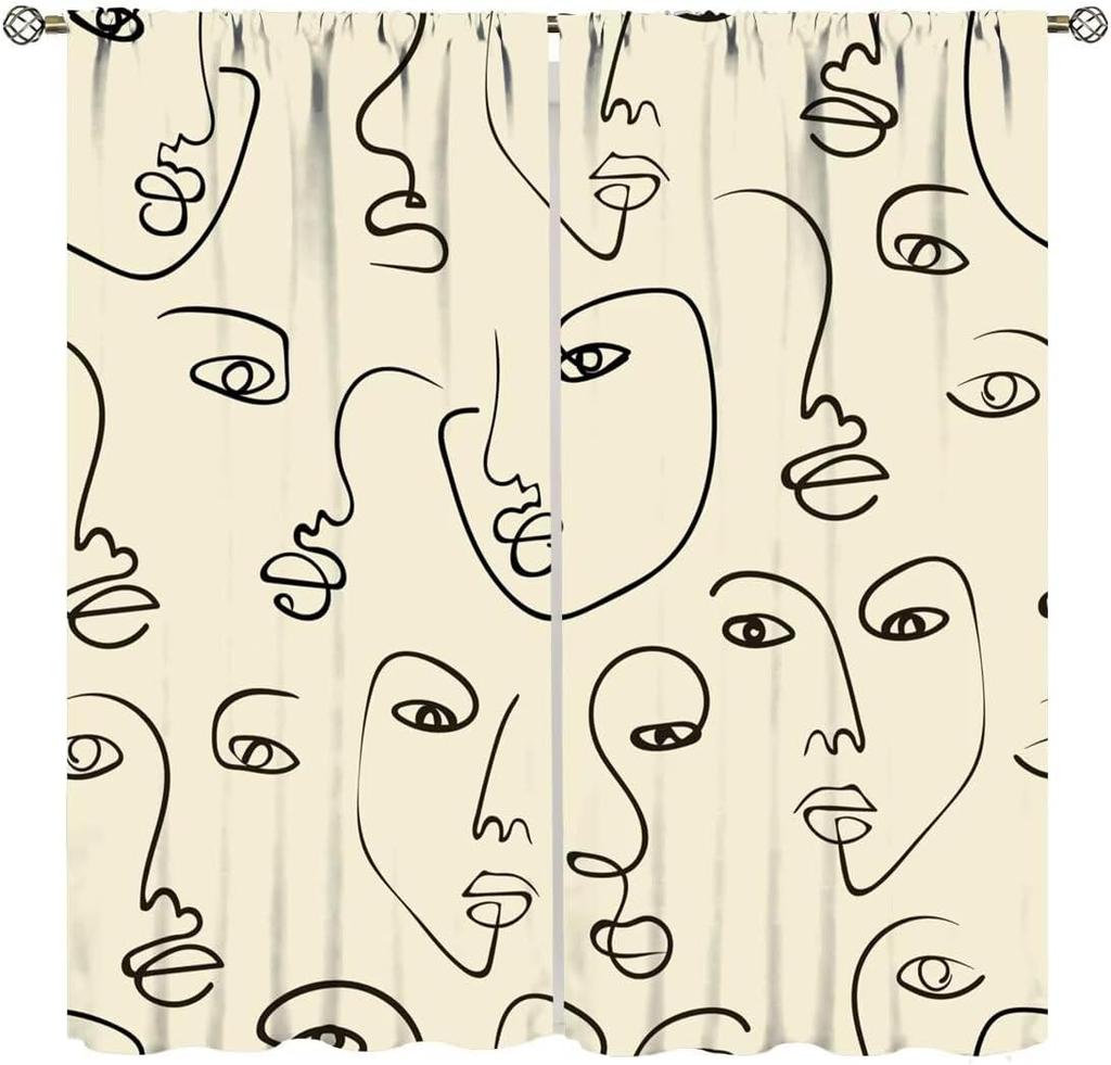 Modern Black White Window Curtains Minimalist Line Abstract Art Treatments Style Dcor Drapes Living Bedroom Nordic Made Of Polyester Decor Treatment