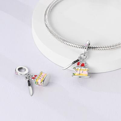 Birthday Cake Knife Pendantscopper Plated Original Beads Fit Originalcharms Bracelet Beads Jewelry Gifts For Women