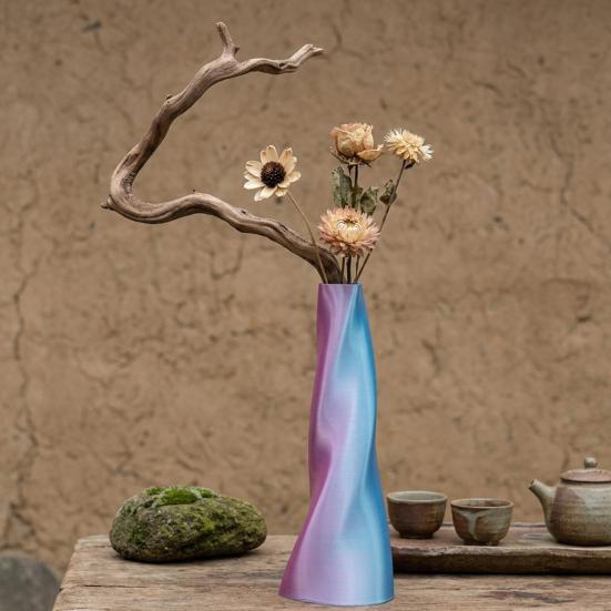 Modern 3D Printed Vase, Decorative Spiral Vase, Irregular Shape Flower Vase for Living Room, Shelf, Wedding & Dining Table Centerpiece