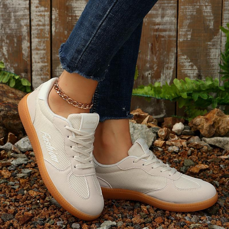 2025 New Women's Casual Shoes Round Toe Lace-up Mesh White Shoes Fashion All-match Breathable Lightweight Sports Shoes for Women