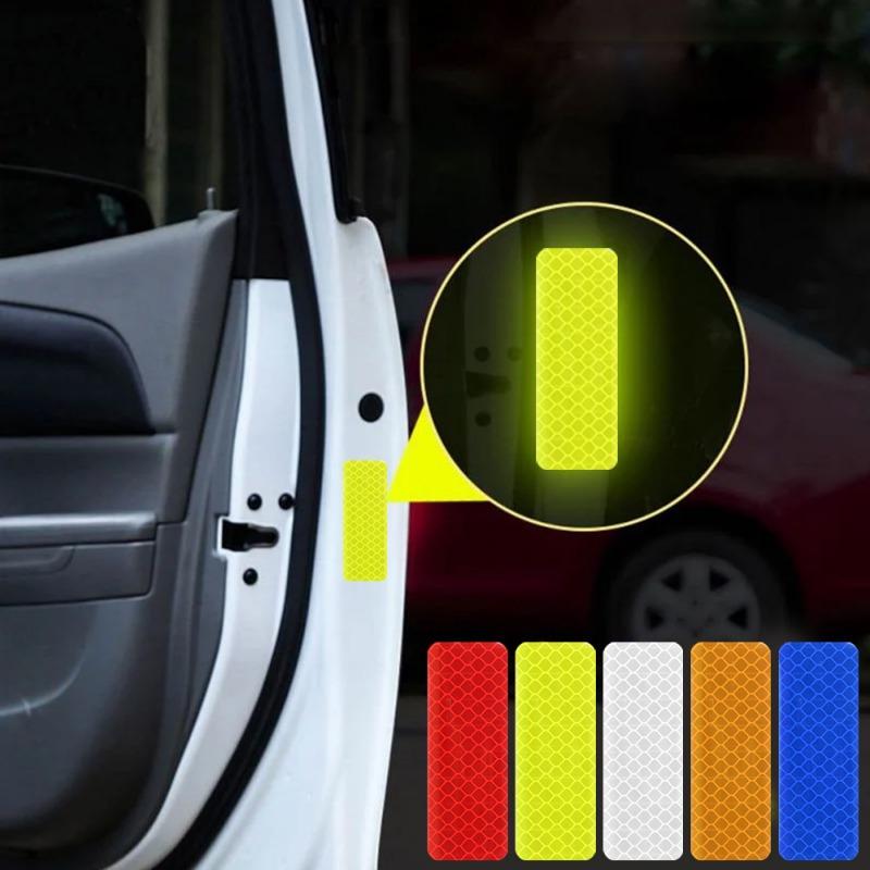 50/10pcs Car Bumper Reflective Stickers Reflective Warning Strip Tape Secure Reflector Stickers Decals Safety Warning 3*8CM