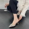 Sexy Transparent PVC Cover Head Stiletto Sandals Pointed Toe Rhinestone Band Cross Thin High Heel Dress Party Shoes Womens Pumps