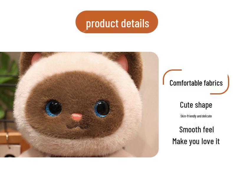 Cute Black Cat & Calico Cat Plush Dolls - Children's Gift & Desk Companion