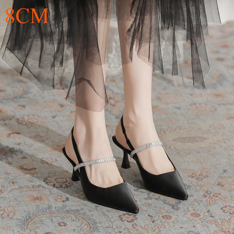 Fashion Sharp Pointed Slim Heeled High Heels Women 2025 New Summer French Rhinestone Back Air Sandals Womens Shoes sandals ladies shoes