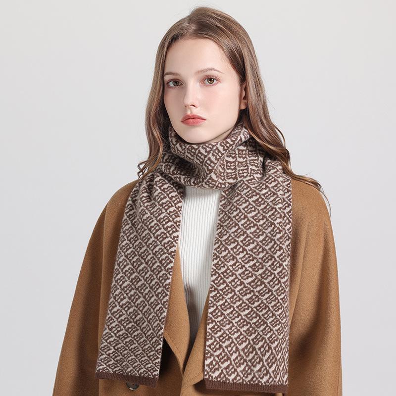 Autumn and winter warm pure wool small scarf women's 2025 new small wide solid color scarf simple versatile shawl