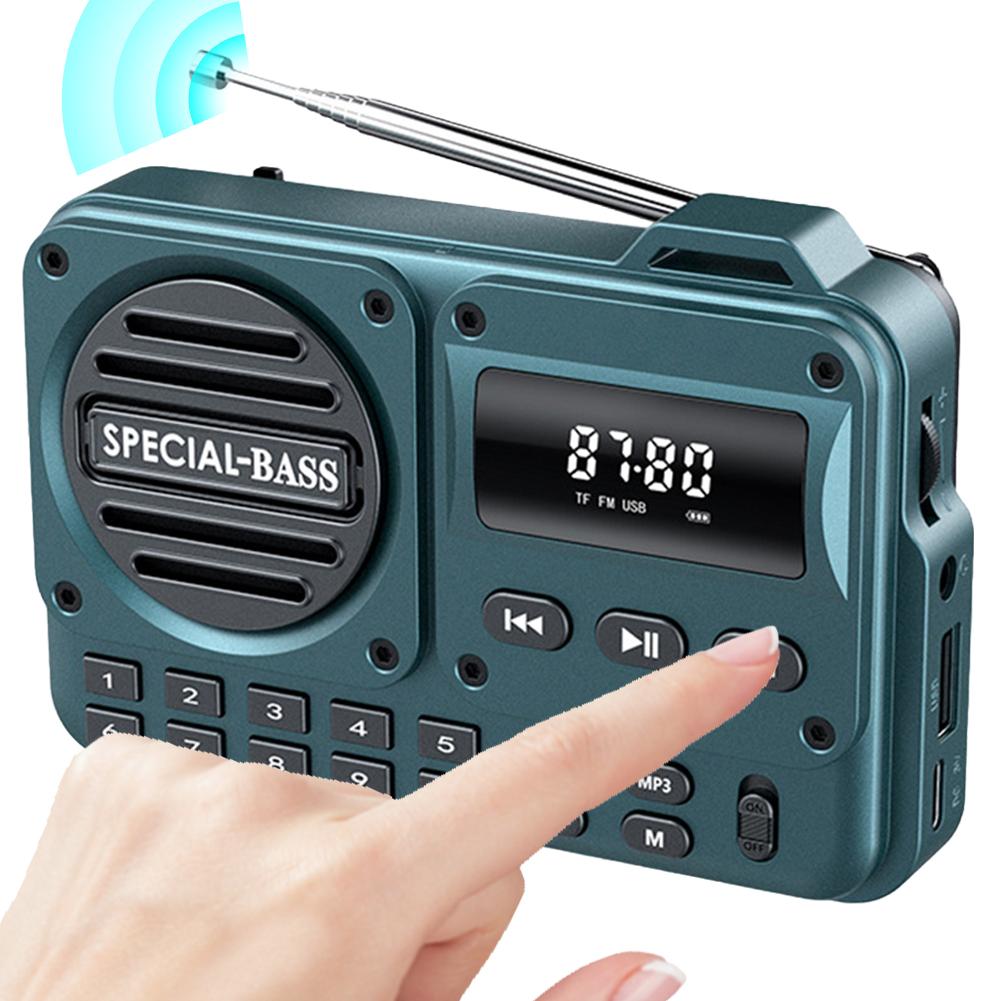 Mini Transistorradio mit Lautsprecher 2000mAh Batteriebetrieben Radio Bluetooth-kompatibel/TF Wiederaufladbar zum Laufen Radfahren