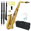 11-delt altsaksofonssett i E gullakkert med etui og gravering, nybegynnersaksofonssett