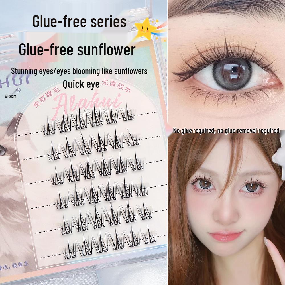 

Alahui Glue-Free Sunflower False Eyelashes - 36 Clusters, Easy for Beginners, No Glue or Removal Needed Glue-free Sunflower