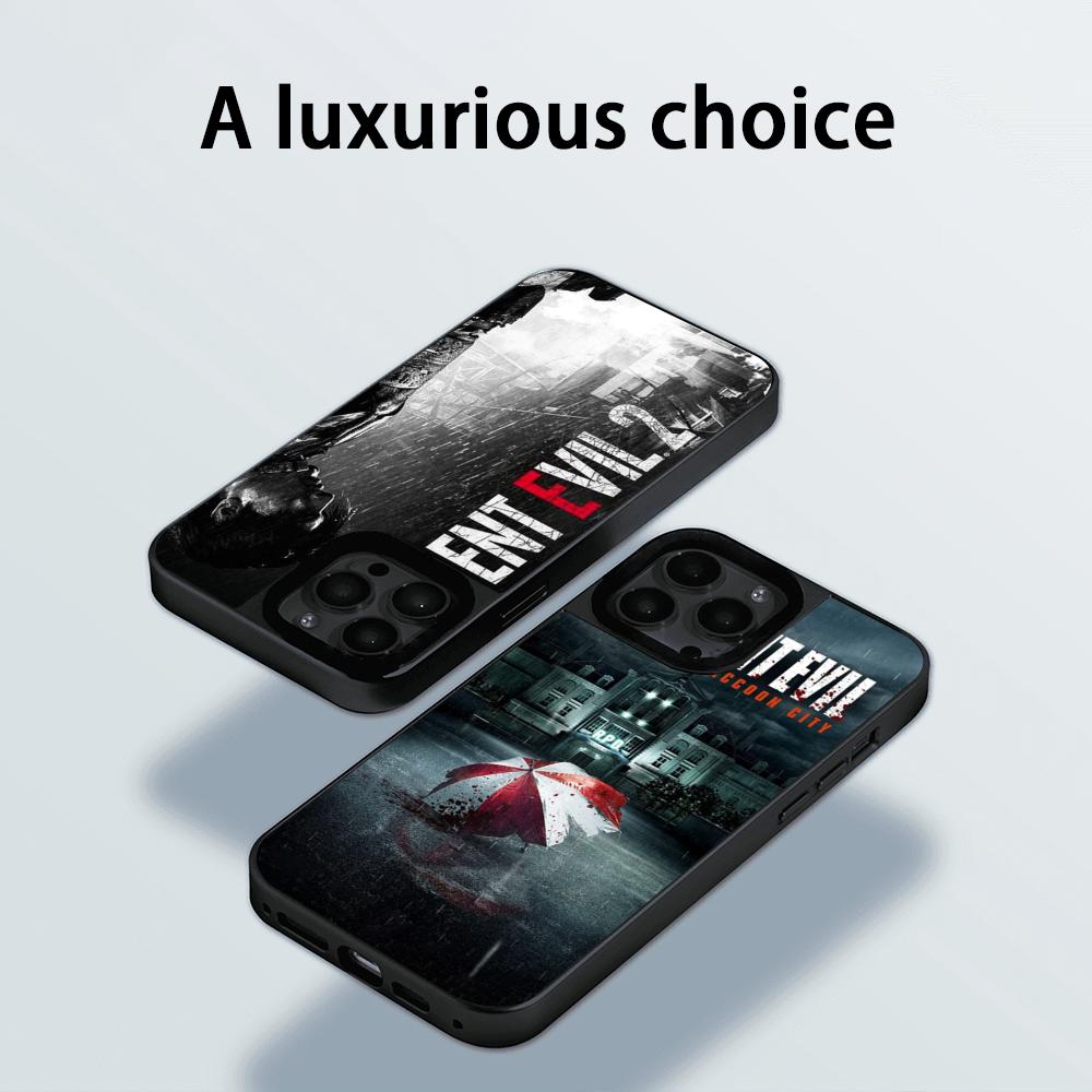 Classic Evil Umbrella cool pattern design Phone Case for iPhone 17 16 15 14 13 12 Pro Max Sheepskin Silver-edged protective case