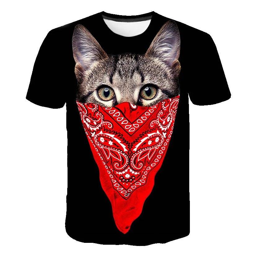 Cat Girls T Shirt Clothes Boys Girls Animal Children 3D T-Shirt Kids Summer Cat Lively Cute Funny Baby T Shirts Tops 4-14Y