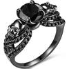 Gothic Black Ring Red Crystal Vampire Double Skull Rings  for Women Party Wedding Jewelry