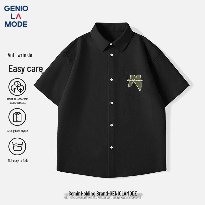 

GENIOLAMODE Men s Casual Oxford Printed Short-Sleeved Shirt 2XL
