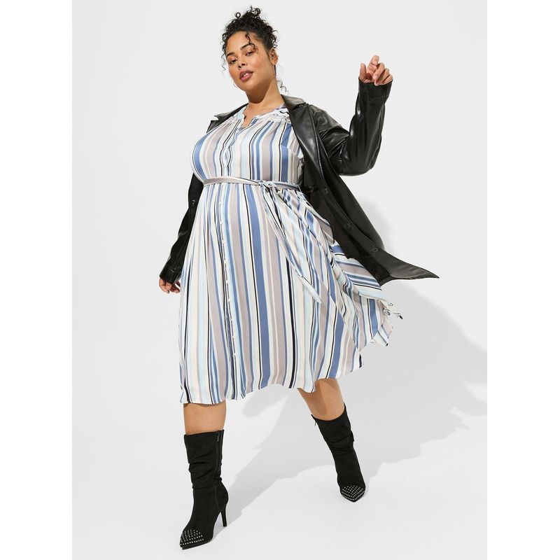 

Women s Chubby Girl Long Sleeve Dress Striped Shirt No belt blemish 0