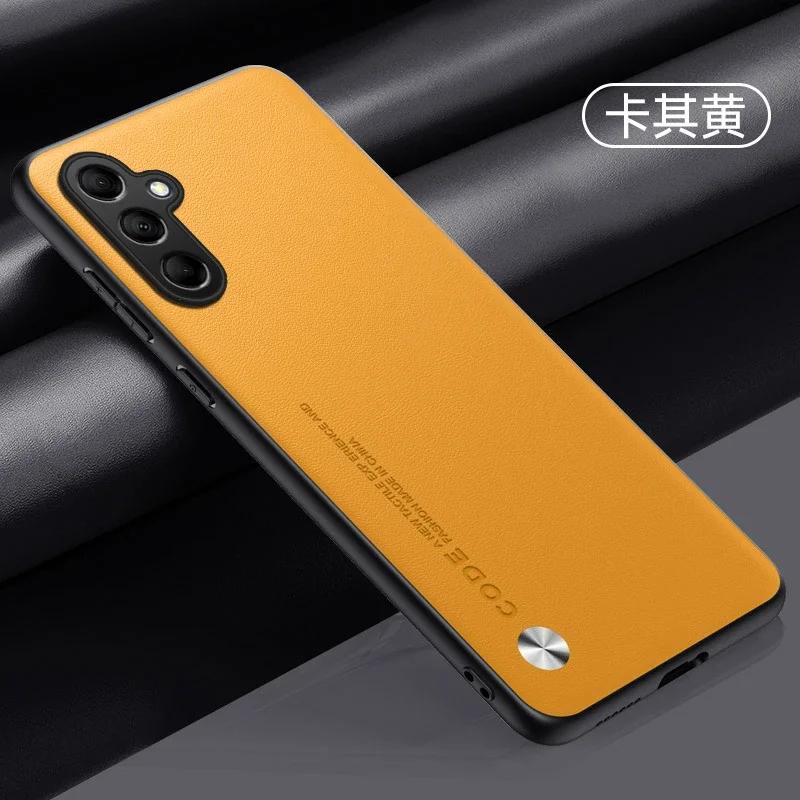 For Samsung M3 G M1 M Plain PU Leather Matte Case For Galaxy M34 A Silicone Ultra Thin Soft Frame Shookproof Bumper Cover