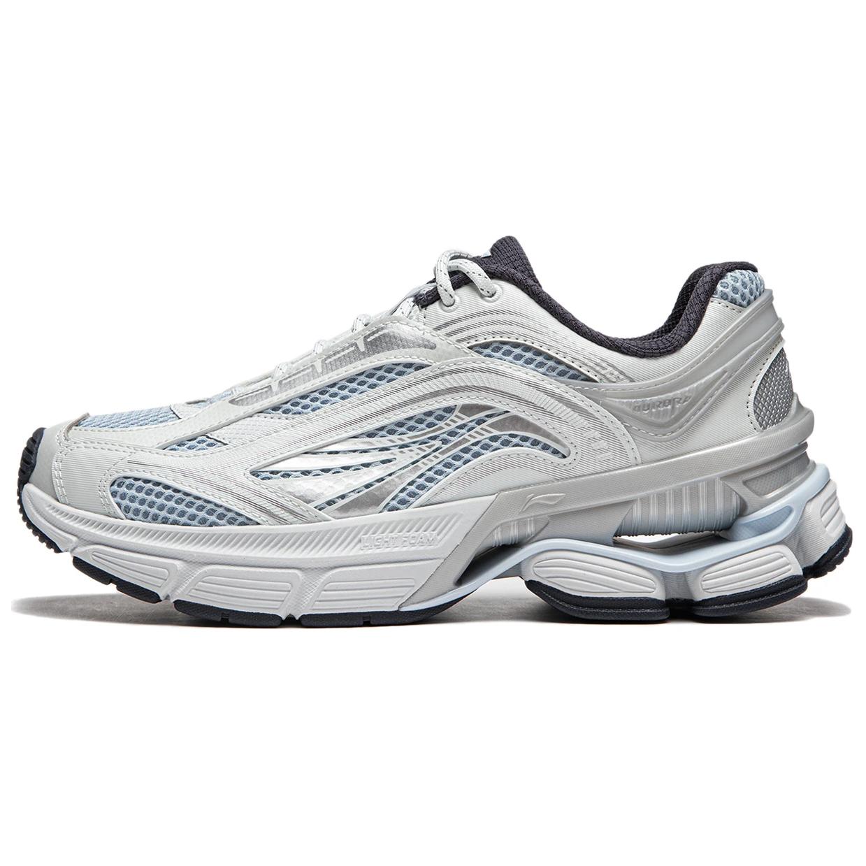 

New LiNing Aurora RENEW Wear-Resistant Slip-Resistant Support Height Increasing Low-Top Casual Shoes Women s Silver Blue AGCU072-3 36