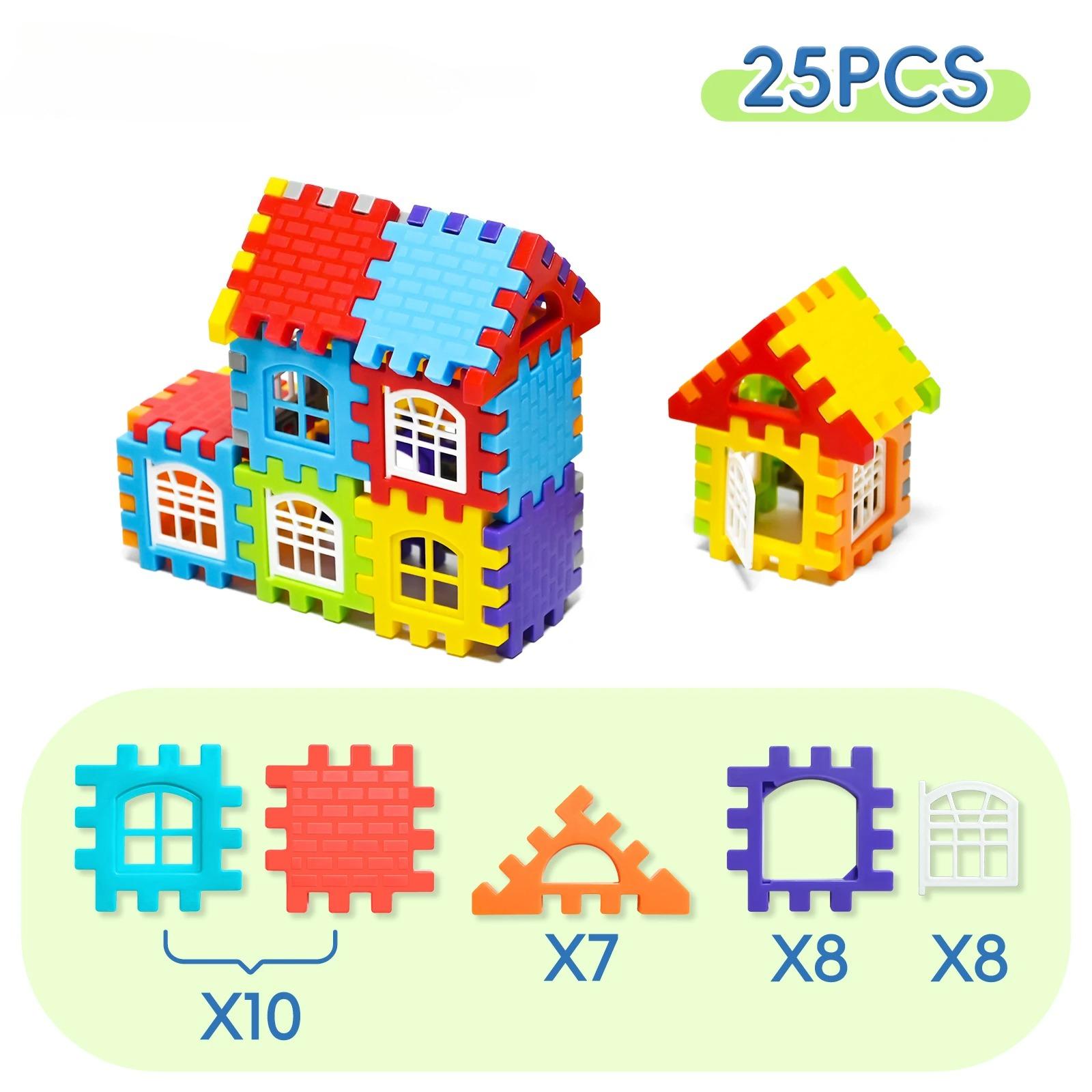 

25/140Pcs Diy Building Houses Set Simulation Building Block Window Design Colored Creative Puzzle Toys Boys Girls Birthday Gift