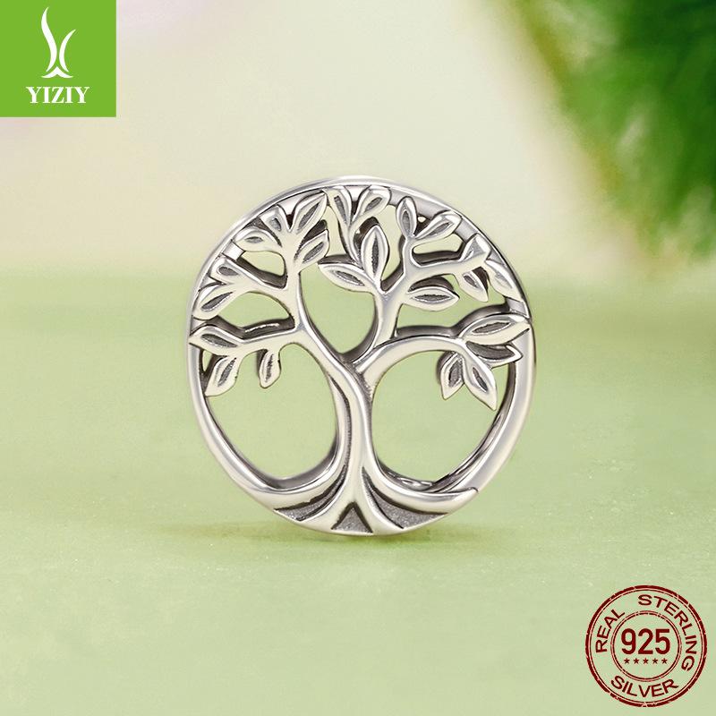 Hollow Tree Of Life S925 Sterling Silver Beads Loose Beads Retro Trend Diy Lucky Beading Accessories