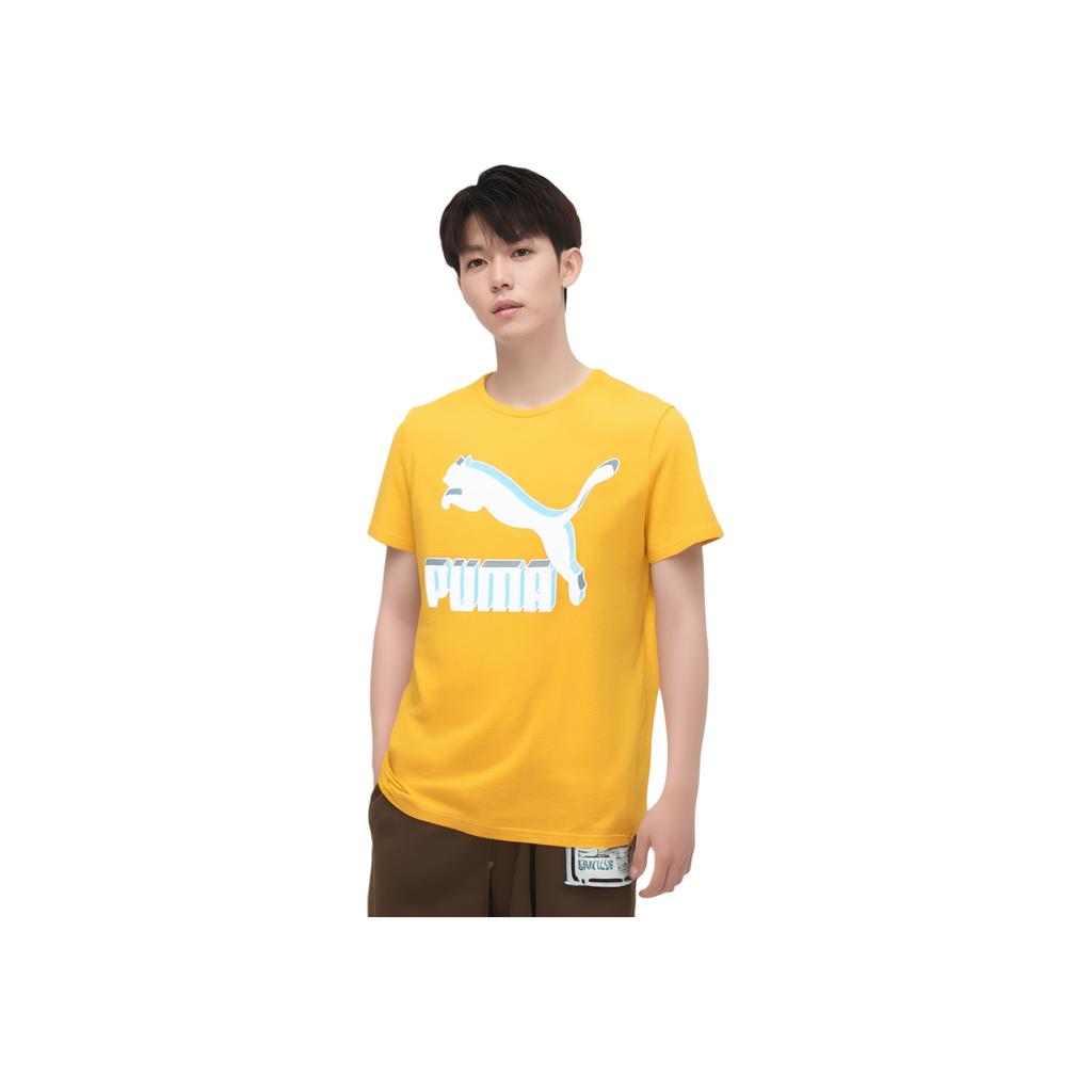 Puma Classics Logo Tee Men Tops Gold 596535-25