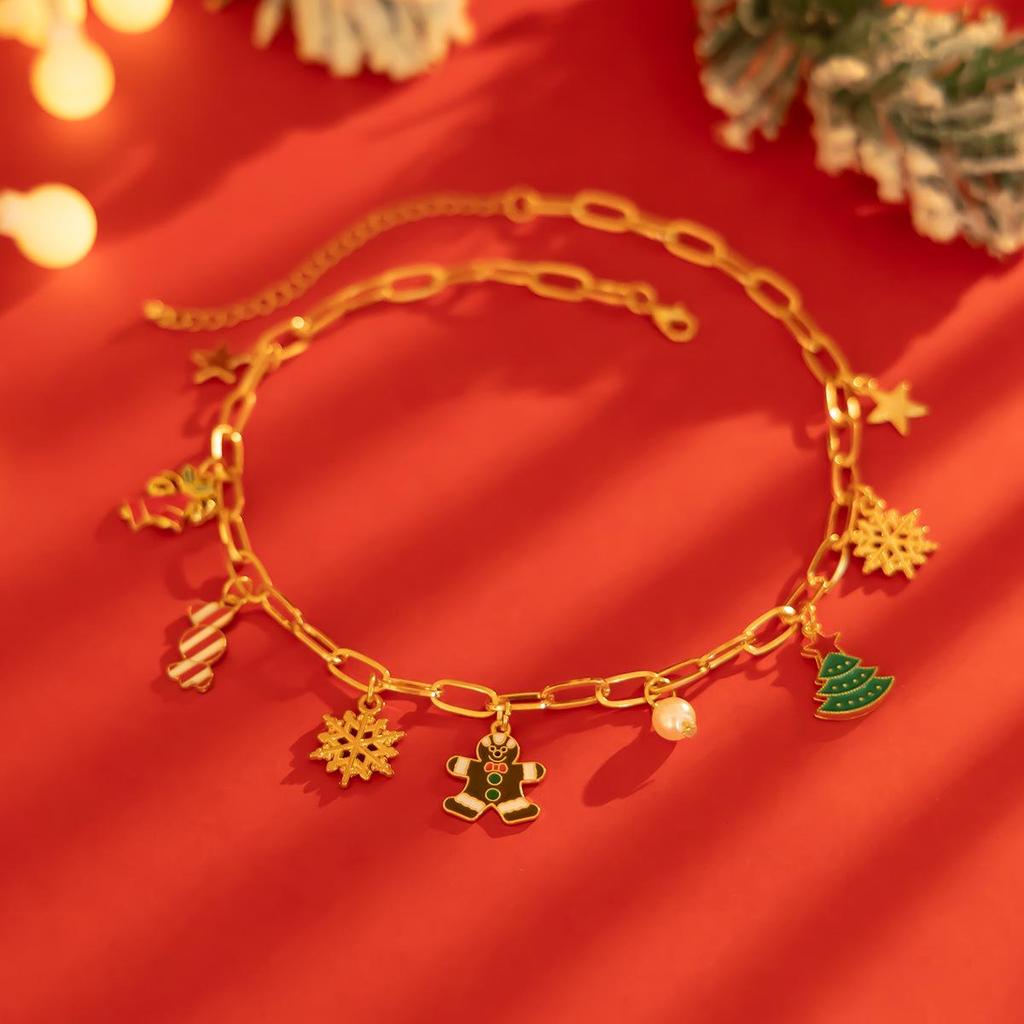 European & American Luxury Christmas Tree Bell Necklace Set - Fashionable Metal Clavicle Chain