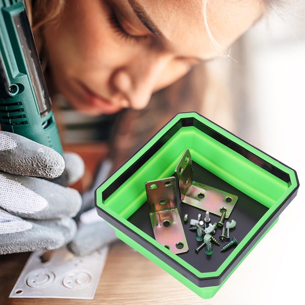 4.53 In Plumber Carpenters Tool Organizer Multicolor Collapsible Magnetic Parts Tray Storage Plate Box Tray for Small Metal Part