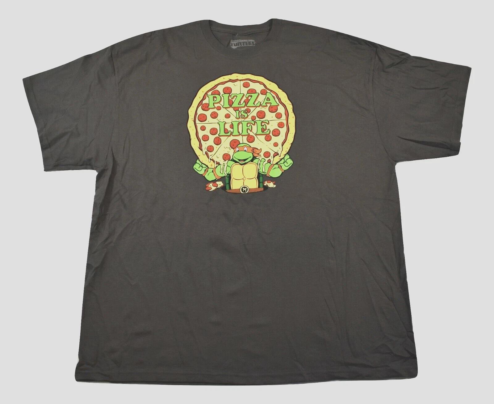 

Teenage Mutant Ninja Turtles Mens Pizza Is Life Funny Charcoal Shirt New 3XL 3XL