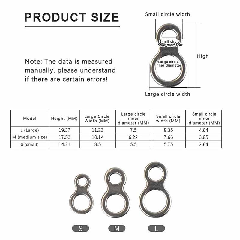 10Pcs Stainless Steel Fishing Jig 8 Figure Rings Fishing Solid Ring Fishing Lure Assist Hook Terminal Lures Pin Connector
