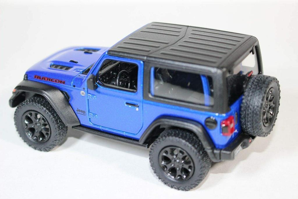 KiNSMART - Jeep Wrangler Rubicon Off-Road 4x4 5-Inch 1:34 Scale Diecast Model Replica Toy Car (Blue Hardtop)