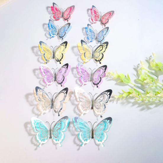 12Pcs 3D Butterfly Wall Sticker Waterproof Scratch-Resistant Wall Decals Self-Adhesive DIY Wall Decors for Living Room Bedroom Bathroom Kitchen