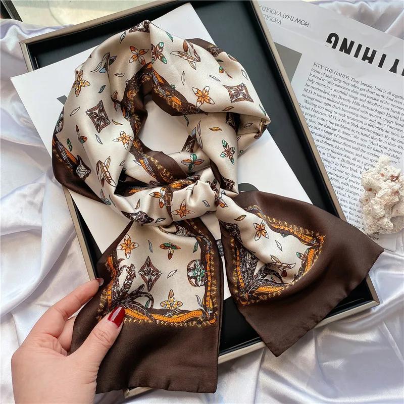 Luxury Design Skinny Silk Scarf Women Fashion Hair Ribbons Headbands Bandana Female Bag Wrist Wrap Neckerchief Foulard Neck Ties