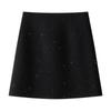 Women's Gray Wool High-Waist Bodycon Midi Skirt - Autumn/Winter 2024 A-Line Design