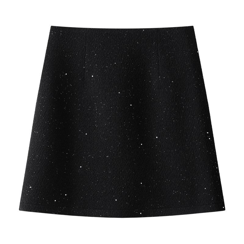 Women's Gray Wool High-Waist Bodycon Midi Skirt - Autumn/Winter 2024 A-Line Design