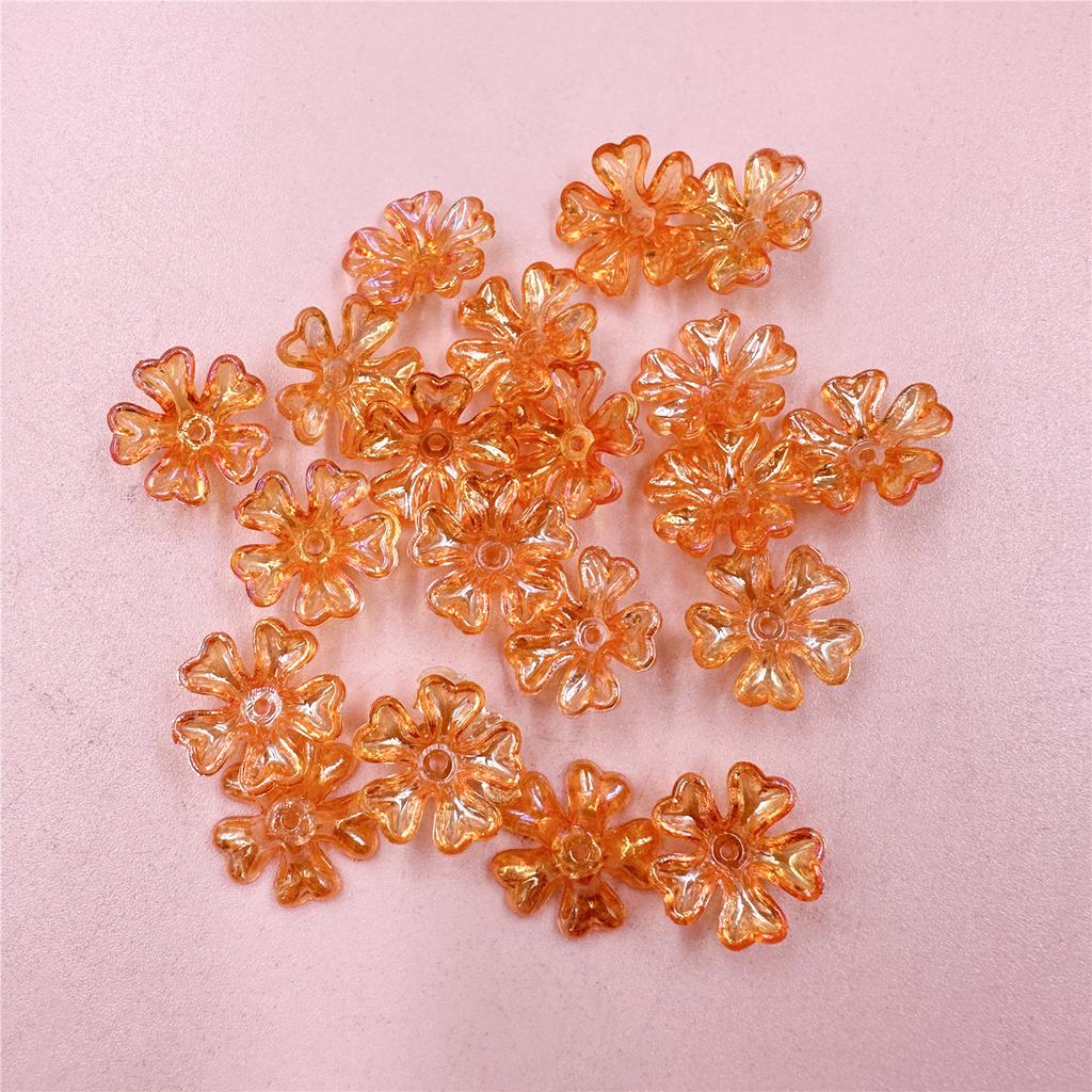 100Pcs Multicolor With Hole Flower Bracelet Neacklce Pendant Transparent 5-petal Receptacle Beads For Jewelry Making Acrylic Crafted Handmade